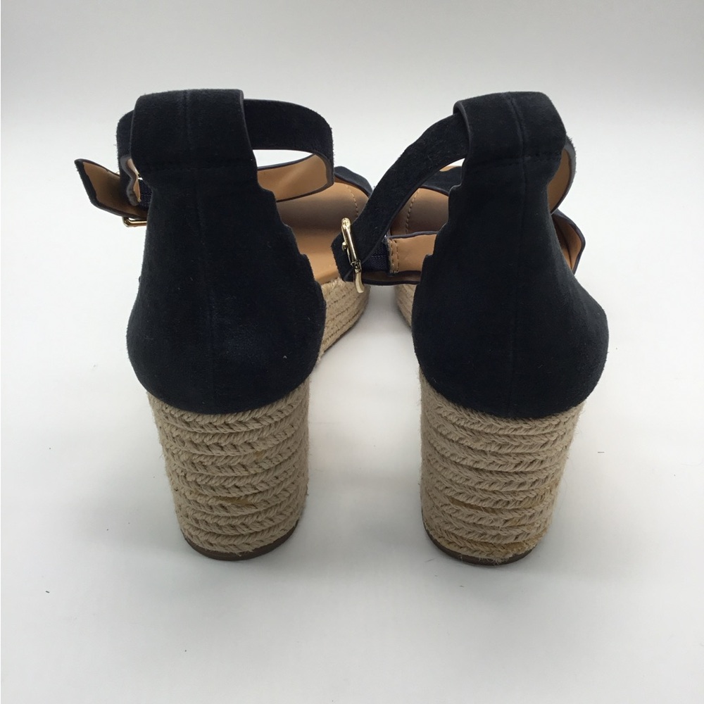 J. Crew‎ Navy Suede Scalloped Platform Sandals - Picture 7 of 7